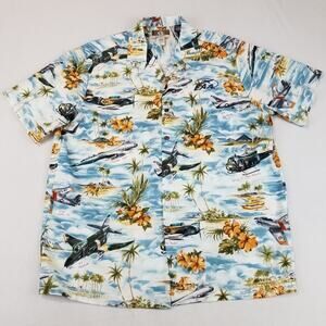 Kalaheo Shirt Mens Large Hawaiian Aviation EAA Button Up Made USA Style 250